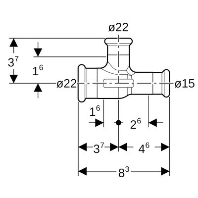 Geberit Mapress T-Stück reduziert Ms d22-22-15 Bild 3