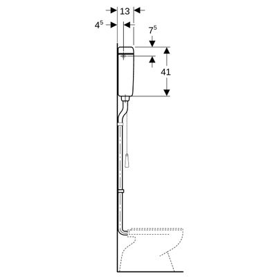 Geberit AP127 Aufputz-Spülkasten, 1-Mengen-Spülung hochh. WA li / re, mit Kettenzug, 410 x 440 x 130 mm, Farbe weiß Bild 6