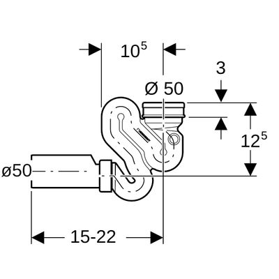 Geberit Schneckengeruchsverschluss, für Urinal, mit Montagezubehör d50 Abgang horizontal Bild 4