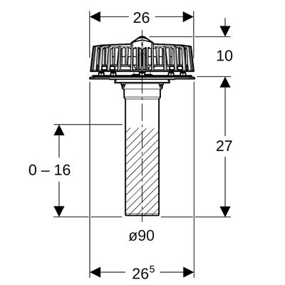 Geberit Pluvia Dachwassereinlauf mit Flansch, für Rinnen, d90, 25l / s Bild 3