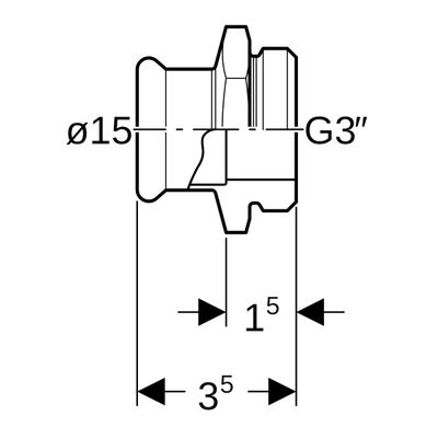 Geberit Mapress Edelstahl Übergang, mit AG d15-3/4", 35 mm, Farbe silberfarben Bild 3