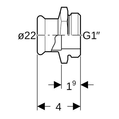 Geberit Mapress Edelstahl Übergang, mit AG d22-G1, 40 mm, Farbe silberfarben Bild 3