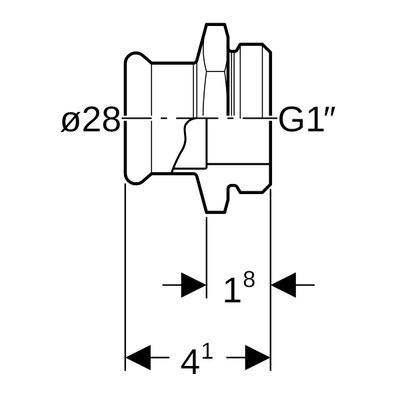 Geberit Mapress Edelstahl Übergang, mit AG d28-G1 1/4, 41 mm, Farbe silberfarben Bild 3