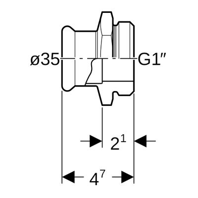 Geberit Mapress Edelstahl Übergang, mit AG d35-G1 1/2, 47 mm, Farbe silberfarben Bild 3