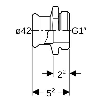 Geberit Mapress Edelstahl Übergang, mit AG d42-G1 3/4, 52 mm, Farbe silberfarben Bild 3