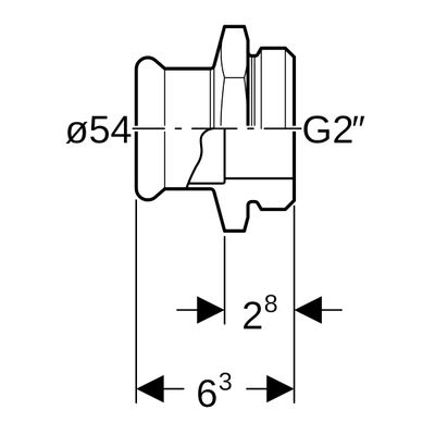 Geberit Mapress Edelstahl Übergang, mit AG d54-G2 3/8, 63 mm, Farbe silberfarben Bild 3