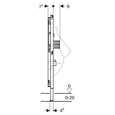 Geberit Urinal-Element 112-130 cm, für verdeckte Urinalsteuerung, 1120 mm Bild 7