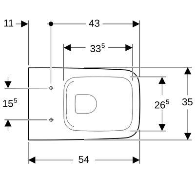Geberit IT (iConSquare) Wand-Tiefspül-WC, spülrandlos, mit verdeckte Befestigung, KeraTect, 330 x 350 x 540 x 540 mm, Farbe weiß Bild 5