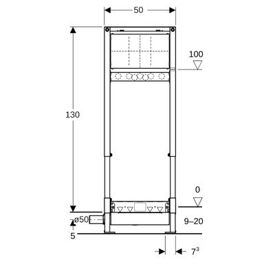 Geberit Duschelement 130 cm, mit Wandablauf, für Wandarmatur, FB-Aufbauhöhe, ab Baujahr 9 cm, 1300 mm Bild 3