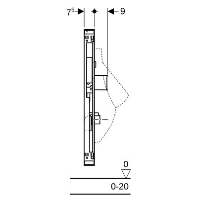 Geberit Urinal-Element 114-132 cm, universell, für verdeckte Urinalsteuerung, 1140 mm Bild 7