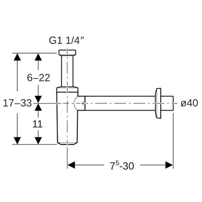 Geberit Tauchrohrgeruchsverschluss, für WB Abgang horiz, d40, G1 1/4, Farbe schwarz Bild 3