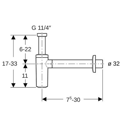 Geberit Design Waschtisch-Sifon 1 1/4" Abg.horizontal d 32, hochglanz-verchromt, Farbe chrom Bild 3