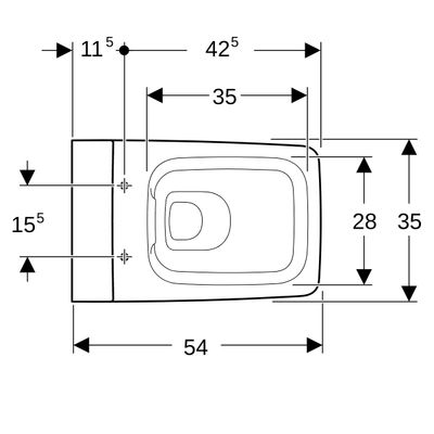 Geberit Xeno2 Wand-Tiefspül-WC, spülrandlos, mit verdeckte Befestigung, KeraTect, 375 x 350 x 540 x 540 mm, Farbe weiß Bild 5