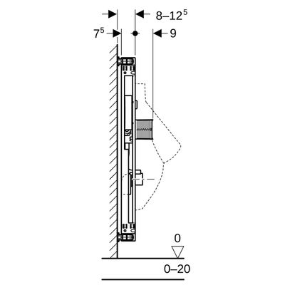Geberit Kombifix Element, für Urinal 109-127 cm Universal, verdeckte Steuerung, 1090 mm Bild 7