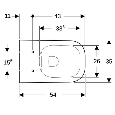 Geberit Square Wand-Tiefspül-WC, spülrandlos, mit verdeckte Befestigung, KeraTect, 330 x 350 x 540 mm, Farbe weiß Bild 5