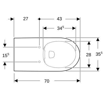 Geberit Wand-Tiefspül-WC, spül randlos, barrierefrei,700 mm, KeraTect, 340 x 355 x 700 x 700 mm, Farbe weiß Bild 7