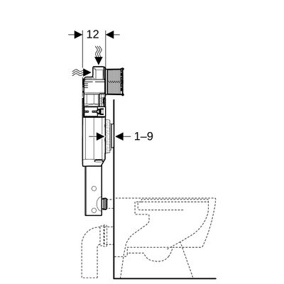 Geberit Sigma Unterputz-Spülkasten 12 cm, 6 / 3 Liter zu Renova Hock-WC, 510 x 410 x 120 mm Bild 6