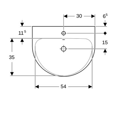 Geberit Waschtisch, 600 x 480 mm, mit HL, mit ÜL, weiss, KeraTect, 190 x 600 x 480 mm, Farbe weiß Bild 4