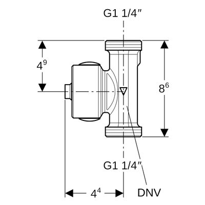 Geberit Temperatur- und Volumenstromsensor für Hygienespülung, DN 25 1 1/4" AG, Rtg, 59 x 40 mm Bild 2