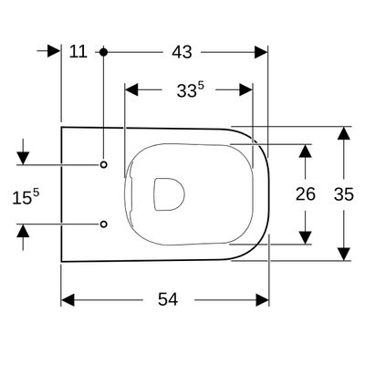 Geberit Wand-Tiefspül-WC, spül randlos, teilgeschl.Form, KeraTect, 335 x 350 x 540 mm, Farbe weiß Bild 5