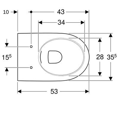 Geberit Wand-Tiefspül-WC,+50 mm erhöht, spülrandlos, mit verdeckte Befestigung, 370 x 355 x 530 mm, Farbe weiß Bild 6