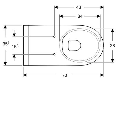 Geberit Renova Comfort Wand-WC Tiefspüler teilgeschlossene Form Rimfree, weiss Tect, 345 x 355 mm, Farbe weiß Bild 8