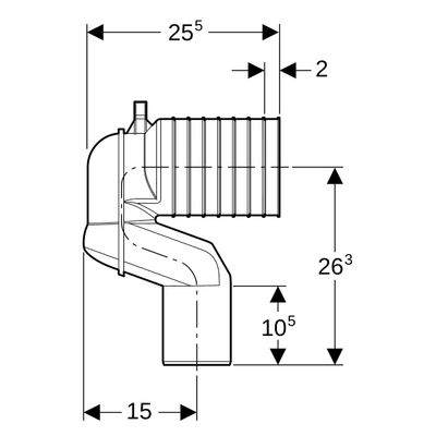 Geberit Set P-Anschlussbogen, für Stand-WC, weiss, 225 mm, Farbe weiß Bild 3