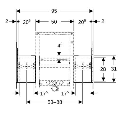 Geberit Duofix Montageplatte, für WT, mit US B: 90 cm, eine Auslaufarmatur zentrisch Bild 3