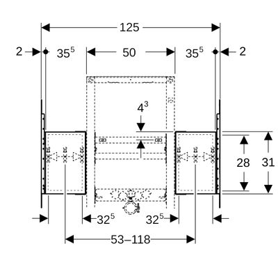 Geberit Duofix Montageplatte, für WT, mit US B: 120 cm, eine Auslaufarmatur zentrisch Bild 3