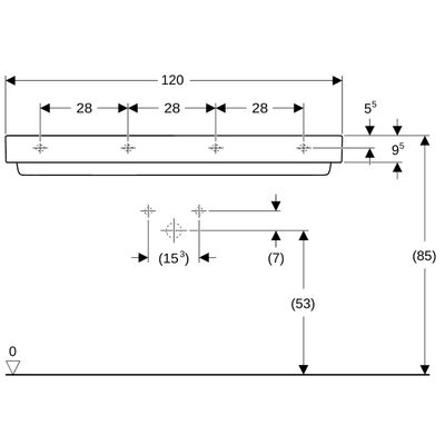 Geberit ONE Waschtisch 120 x 48 cm, CleanDrain mit Hl, ohne Ül, weiss, KeraTect / weiss glzd, 140 x 480 mm, Farbe weiß Bild 3