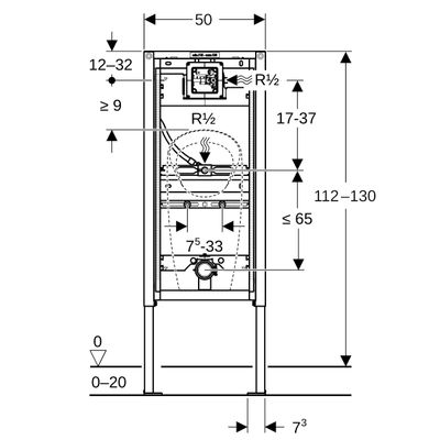 Geberit Urinal-Element 112-130 cm universell, für Sprühkopf, 1120 mm Bild 5