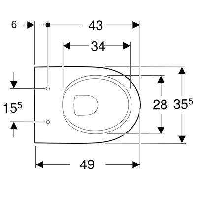 Geberit Wand-Tiefspül-WC, spülrandlos, verdeckte Befestigung, Ausladung 490 mm, 330 x 355 x 490 mm, Farbe weiß Bild 6
