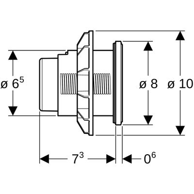 Geberit Typ 10 Fernbetaetigung, rund, pmeum. 2-M-Sp, Möbeldrücker, schw glzd / swm Bild 4
