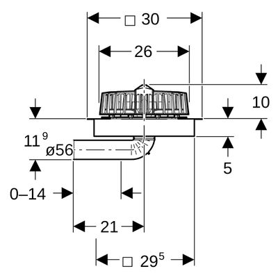 Geberit Pluvia Dachwassereinl, mit Bef.-Fl, für Abdichtungsfolien, horiz, d56, 9l / s, Farbe schwarz Bild 3