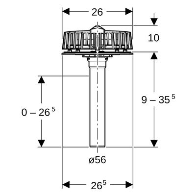 Geberit Dachwassereinlauf d / senkrecht, mit Flansch, für Rinnen, 12l / s, DN 56, Farbe schwarz Bild 3