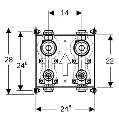 Geberit Montageplatte, mit 2 Wasserzaehlerstrecken, mit UP-Absperrventil Bild 2