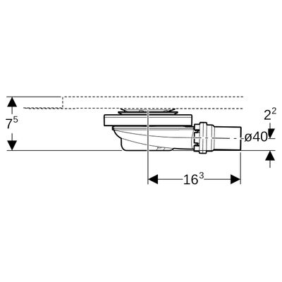 Geberit Duschwannenablauf für Setaplano Duschflaeche, Sperrwasserh.30 mm, d40, Farbe weiß Bild 3