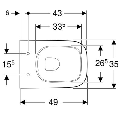 Geberit Square Wand-Tiefspül-WC, spül randlos, mit verdeckte Befestigung, Ausladung 490 mm, 330 x 350 x 490 mm, Farbe weiß Bild 5