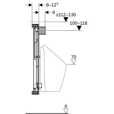 Geberit Urinal-Element 109-127 cm, universell, für Sprühkopf, 1090 x 420 mm Bild 6