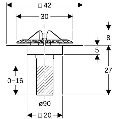 Geberit Pluvia Dachwassereinl. mit AnschlussBlech Laubfang aus Aluminiumguss, 25l / s Bild 3