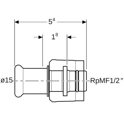 Geberit Mapress Kupfer Pressfitting-Übergang, mit MasterFix 15 mm x MF20, Rotguss, 54 mm, Farbe kupfer Bild 3