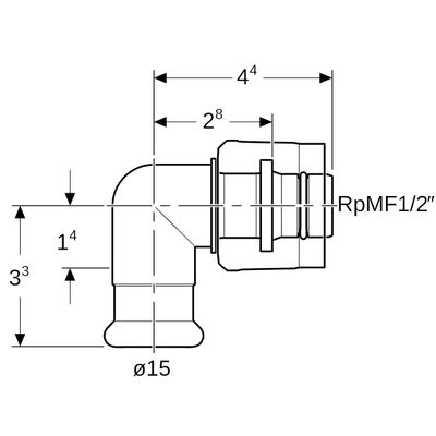 Geberit Mapress Kupfer-Pressf.-Übergangswinkel 90 Gr.mit MasterFix 15 mm x MF20, Rotguss, Farbe kupfer Bild 3