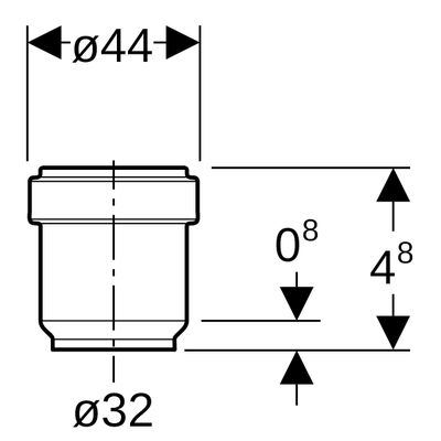 Geberit PE Anschlusssteckmuffe, mit Lippendichtung d32 / di32 L2,5, 48 mm, Farbe schwarz Bild 3