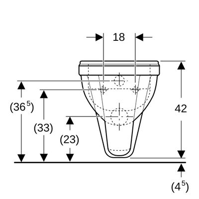 Geberit Plus4 (Renova Comfort) Wand-Tiefspül-WC, +40 mm erhöht, 420 x 350 x 535 x 535 mm, Farbe weiß Bild 4