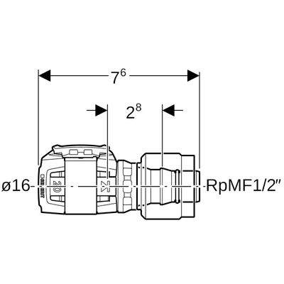 Geberit Übergang, mit MasterFix 16 mm x MF20, PPSU, 76 mm Bild 2