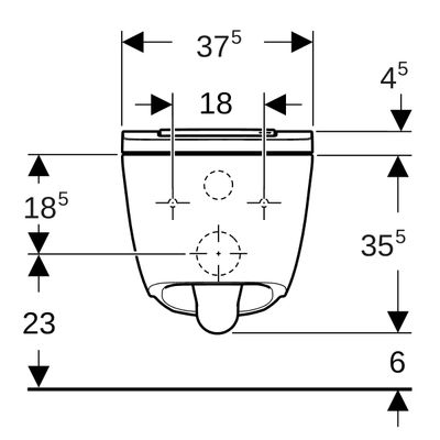 Geberit Wand- Dusch-WC, komplett, Des.Abd.chrom, 340 x 560 x 375 x 570 mm, Farbe weiß Bild 7