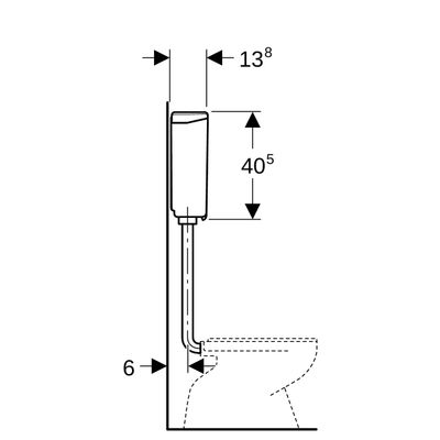 Geberit Spülkasten 6-9L, Aufputz, halbhochhaengend, z.Drucksp. auswechseln, 405 x 410 x 138 mm, Farbe weiß Bild 7