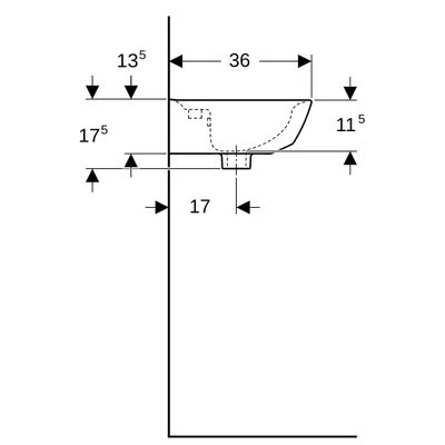Geberit Handwaschbecken, 450 x 360 mm, mit HL, mit ÜL, weiss, 175 x 450 x 360 mm, Farbe weiß Bild 4