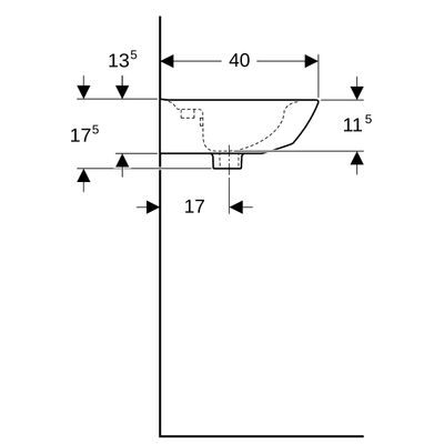 Geberit Handwaschbecken, 500 x 400 mm, mit HL, mit ÜL, weiss, 175 x 500 x 400 mm, Farbe weiß Bild 4