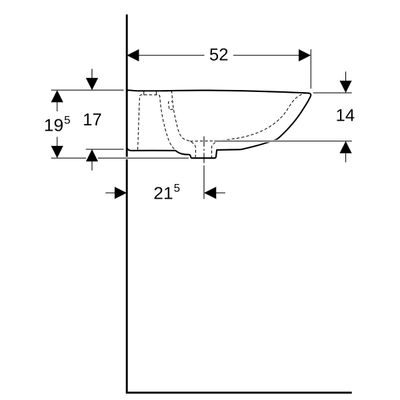 Geberit Waschtisch, 700 x 520 mm, mit HL, mit ÜL, weiss, 195 x 700 x 520 mm, Farbe weiß Bild 4